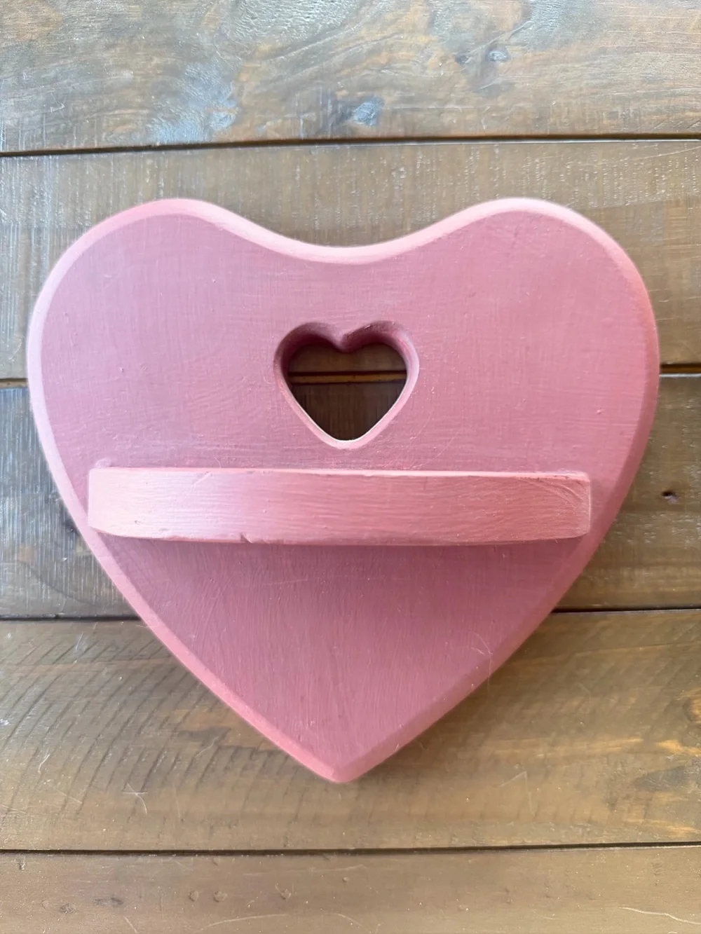 Rustic Heart Wall Shelf Farmhouse Decor Wood Cottage Shabby Chic Cottagecore